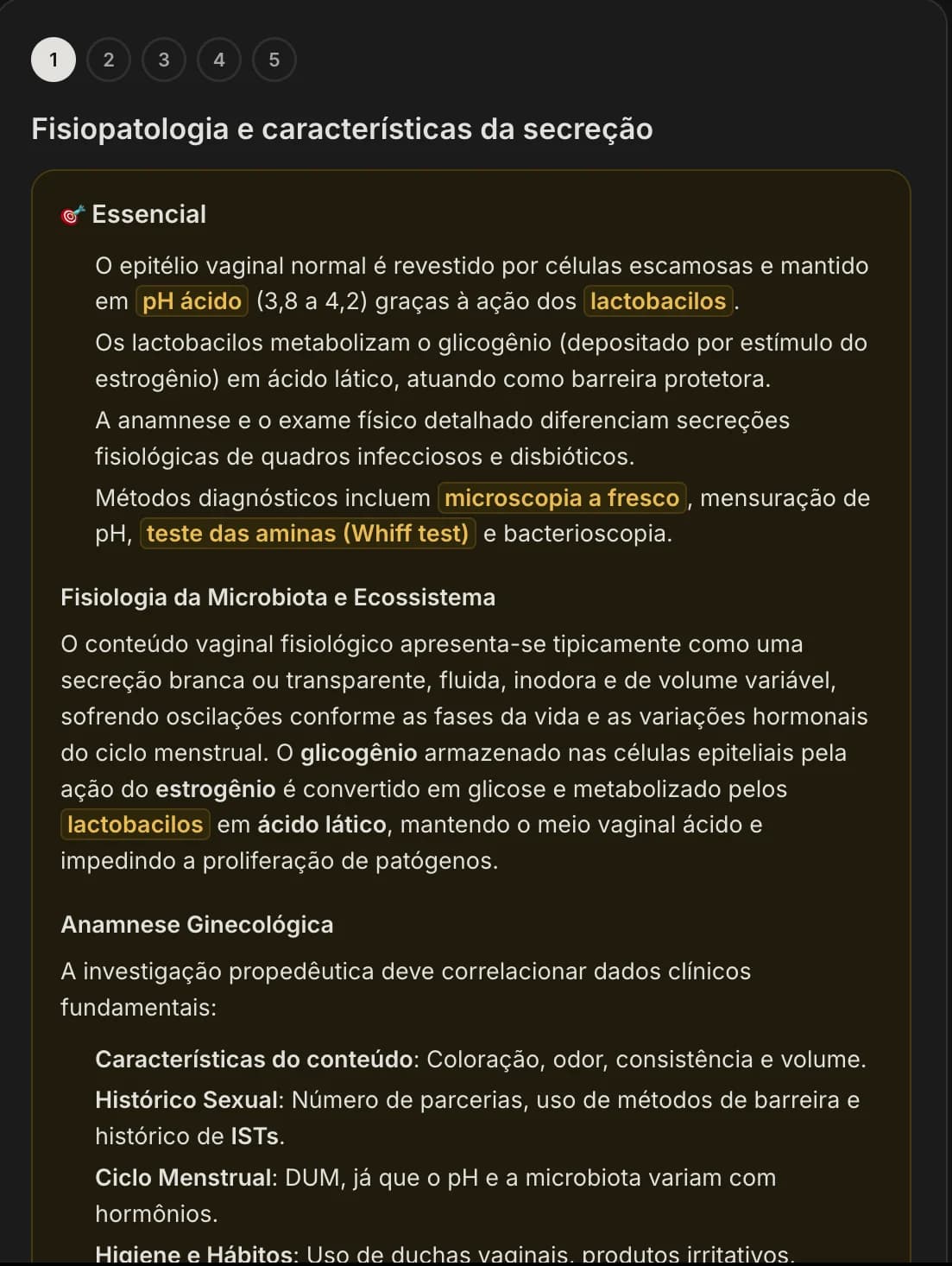 Card de estudo da Aula Ativa com termos destacados